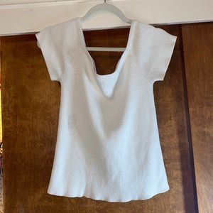 Madewell white ribbed off the shoulder top